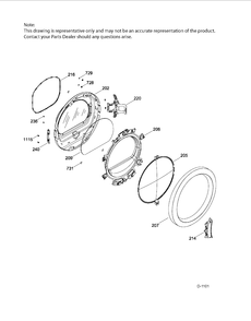 DOOR ASM Diagram and Parts List for GFMN110ED2WW  General Electric Dryer
