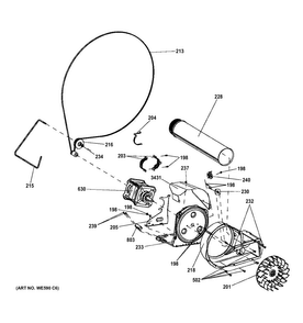 Blower & Motor Diagram and Parts List for GFDS175EH2DG  General Electric Dryer