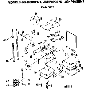 Main Body Diagram and Parts List for JGHP66GEN1  General Electric Range