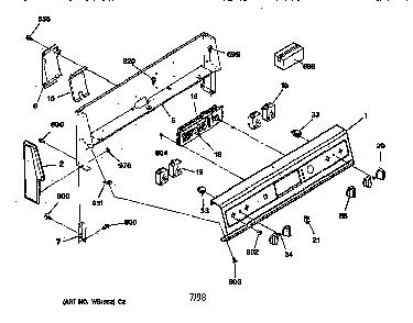 Control Panel Diagram and Parts List for RB754YSAD  Hotpoint Range