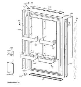 DOOR Diagram and Parts List for ZIF360NHBLH  General Electric Freezer