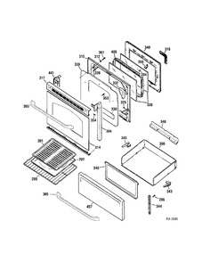 DOOR & DRAWER Diagram and Parts List for JCBP35SL1SS  General Electric Range