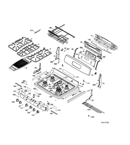 CONTROL PANEL & COOKTOP Diagram and Parts List for PCGB930DET2BB  General Electric Range