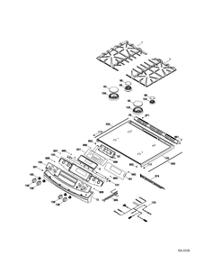 CONTROL PANEL & COOKTOP Diagram and Parts List for JGSP28SER2SS  General Electric Range
