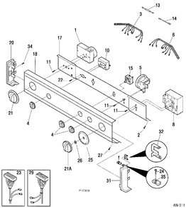 CONTROL PANEL Diagram and Parts List for WSM27TCDWWB  General Electric Washer