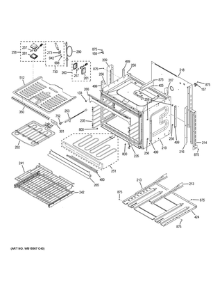 Lower Oven Diagram and Parts List for PT7550FM2DS  General Electric Wall Oven