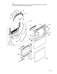FRONT PANEL & DOOR Diagram and Parts List for GTD42GAMJ0WW  General Electric Dryer