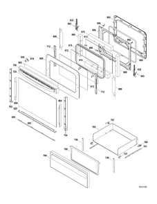 DOOR-DRAWER Diagram and Parts List for JCBP670DT1WW  General Electric Range