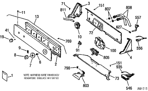 CONTROL GROUP Diagram and Parts List for GKSR2080W1WW  General Electric Washer