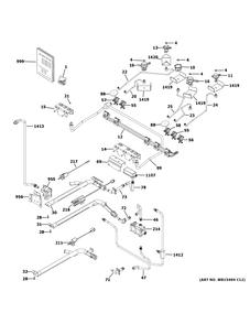 Gas And Burner Parts Diagram and Parts List for JGSS86SP3SS  General Electric Range