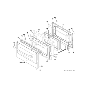 Lower Door Diagram and Parts List for PGB965BP4TS  General Electric Range