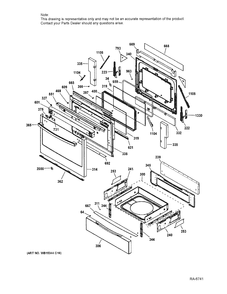 DOOR & DRAWER Diagram and Parts List for JCGS750SEF6SS  General Electric Range