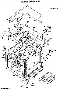 Upper Oven Diagram and Parts List for JKP27J2  General Electric Wall Oven