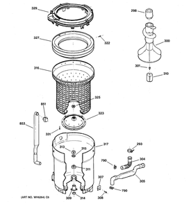 TUB, BASKET & AGITATOR Diagram and Parts List for MNXRP080DAWW  General Electric Washer