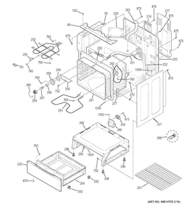 Body Parts Diagram and Parts List for JB625RK1SS  General Electric Range