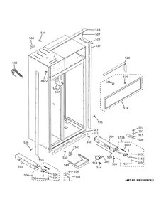Case Parts Diagram and Parts List for CSB42WP2NKS1  General Electric Refrigerator