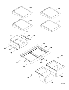 FF SHELVES Diagram and Parts List for GTR22KSWARSS  General Electric Refrigerator