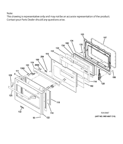LARGE DOOR ASSEMBLY Diagram and Parts List for ZDP486NDP8SS  General Electric Range