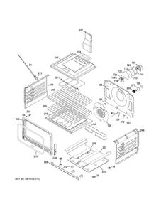 Lower Oven Diagram and Parts List for CGS990SET9SS  General Electric Range