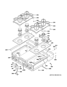 Cooktop Diagram and Parts List for ZGU364NDP8SS  General Electric Cooktop