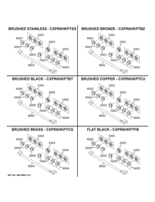 Cafe Customization Diagram and Parts List for C2Y366P5T1G2  General Electric Range