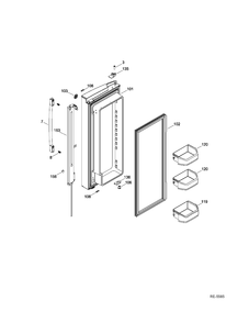 FF DOOR LEFT Diagram and Parts List for GNR22DGEAFWW  General Electric Refrigerator