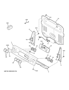 Conttrol Panel Diagram and Parts List for JB735FP1DS  General Electric Range