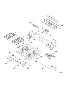 CONTROLS & COOKTOP Diagram and Parts List for 147260  General Electric Range