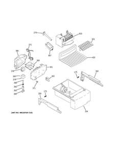 Ice Maker And Dispenser Diagram and Parts List for GSS25IGNEHWW  General Electric Refrigerator