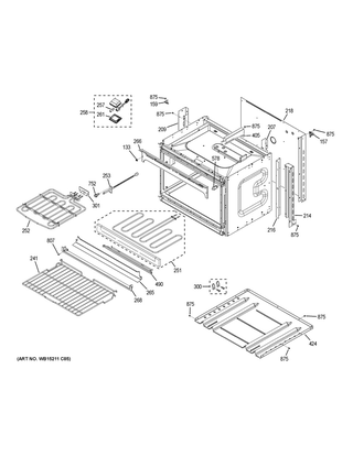 Lower Oven Diagram and Parts List for JK3500DF6WW  General Electric Wall Oven