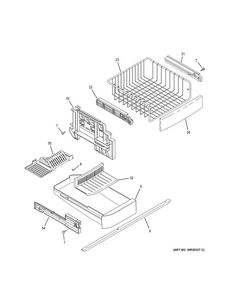 Freezer Shelves Diagram and Parts List for GDE23GGHBRWW  General Electric Refrigerator
