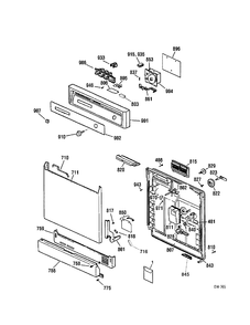 DOOR Diagram and Parts List for VSD2304J00BB  General Electric Dishwasher