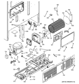 Machine Compartment Diagram and Parts List for GFE29HGDHWW  General Electric Refrigerator