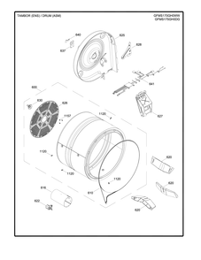 DRUM ASM Diagram and Parts List for GFMS170GH0WW  General Electric Dryer
