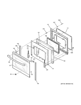 Door Diagram and Parts List for JBS60RK4SS  General Electric Range