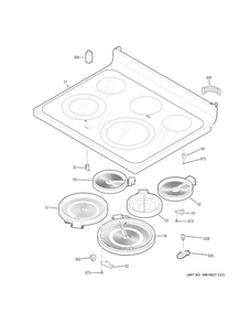 Cooktop Diagram and Parts List for JB655DK1CC  General Electric Range