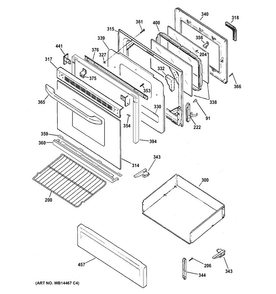 Door & Drawer Parts Diagram and Parts List for RGB745DEP6WH  Hotpoint Range