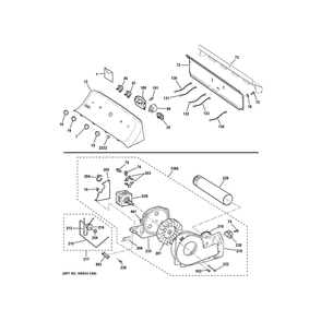 Backsplash, Blower And Motor Assembly Diagram and Parts List for XTD72E8ST1WS  General Electric Dryer