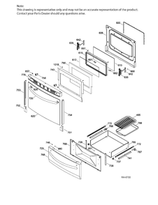 DOOR & DRAWER PARTS Diagram and Parts List for JCAS445SV2SS  General Electric Range