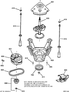 MOTOR / BLOWER / BELT Diagram and Parts List for GBXR1060T8WW  General Electric Washer