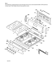 BACKGUARD & COOKTOP Diagram and Parts List for JGAS730EL5WW  General Electric Range