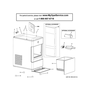 Opal Ice Maker Diagram and Parts List for OPAL01GEW2KT  General Electric Ice Maker
