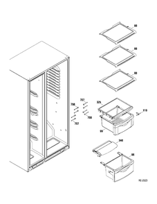 FF SHELVES Diagram and Parts List for MSR23IETAWW  General Electric Refrigerator
