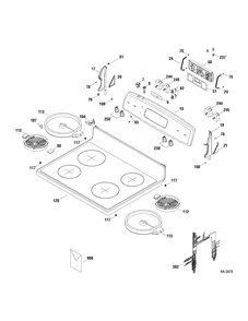 CONTROLS & COOKTOP Diagram and Parts List for JCBP62DP1WW  General Electric Range