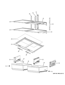 Refrigerator Shelves Diagram and Parts List for PGE29BYTBFS  General Electric Refrigerator