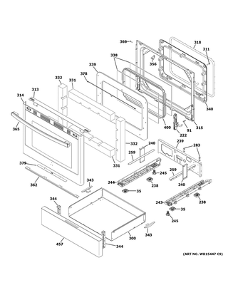 Part Location Diagram of WB56X33731 GE GLASS DOOR ASM