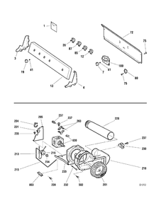 CONTROLS & DRIVE Diagram and Parts List for PDSR483EH2WW  General Electric Dryer