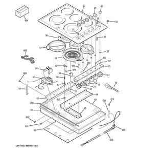 Control Panel & Cooktop Diagram and Parts List for CP350ST3SS  General Electric Cooktop