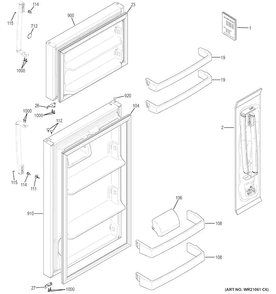 Part Location Diagram of WR01X28657 GE Handle Mount