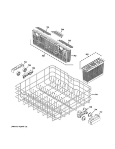 Lower Rack Assembly Diagram and Parts List for GDF520PGD6CC  General Electric Dishwasher